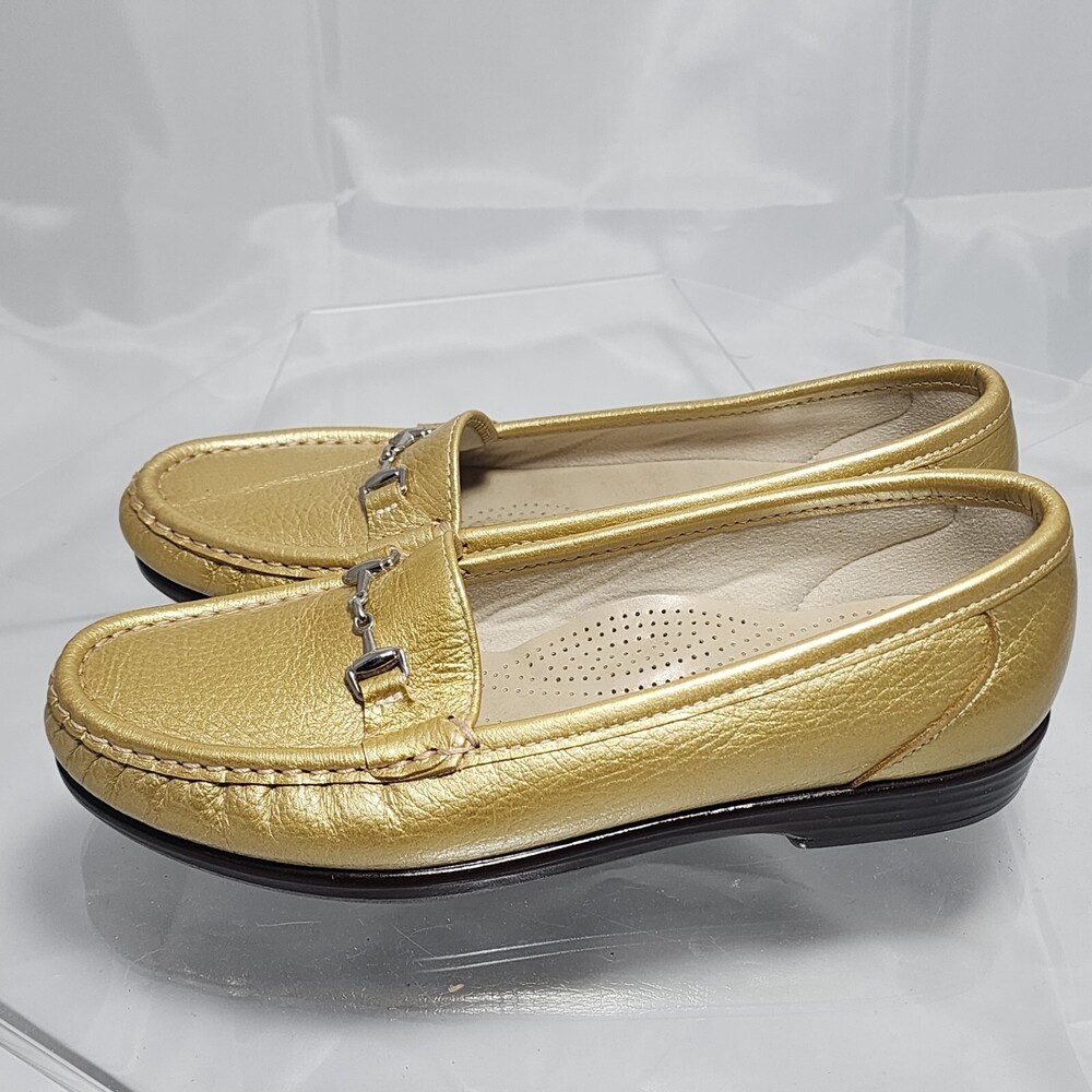 SAS San Antonio Metro Gold Horse Bit A5500 Slip-On Comfort Shoes/Loafers Women 7